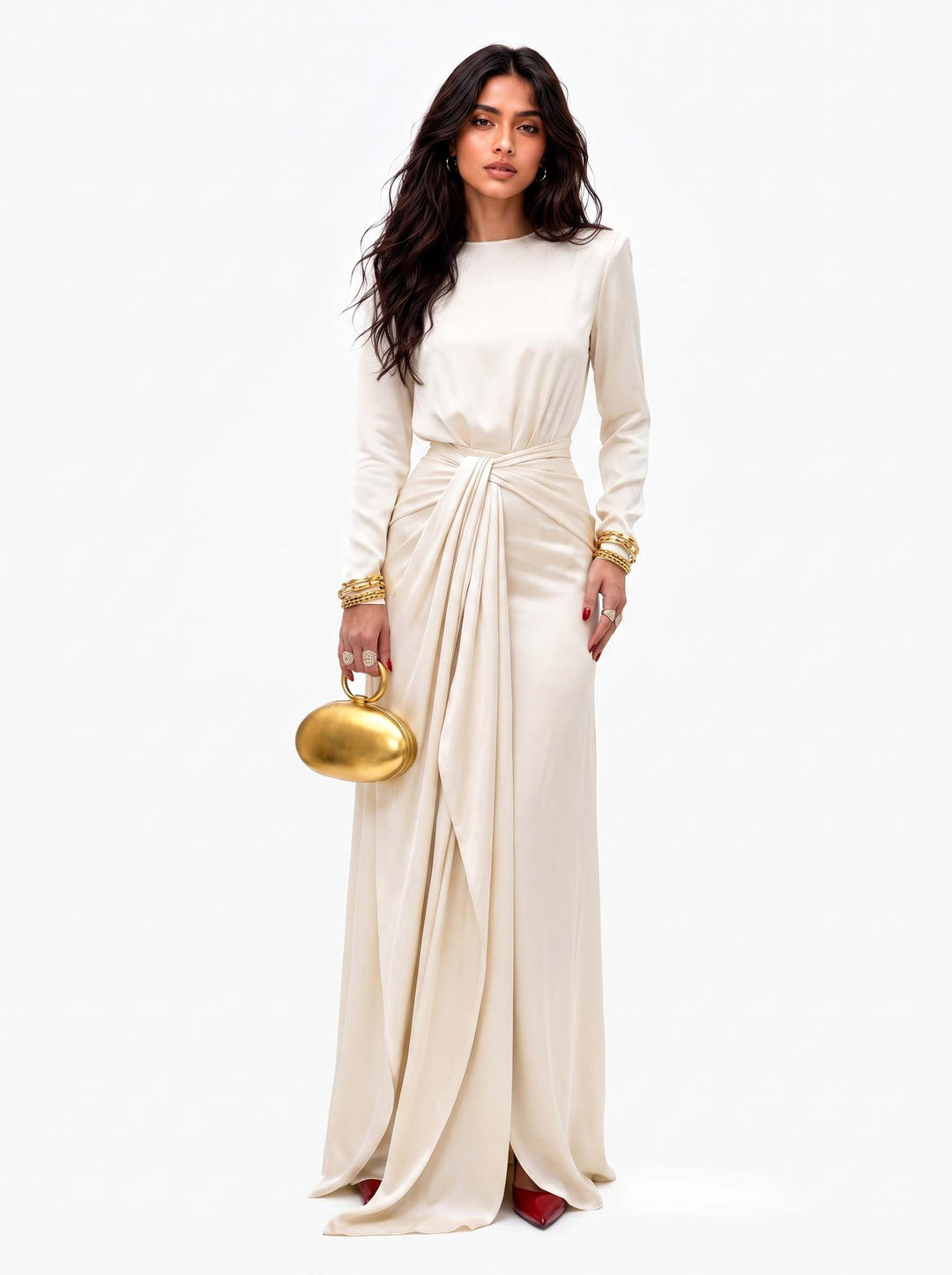Robe Maxi Élégante en Satin Drapé