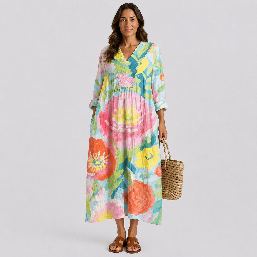 Robe d'Été Flatteuse avec Motif