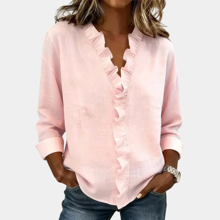 Flavie | Blouse avec décolleté en V et volants délicats