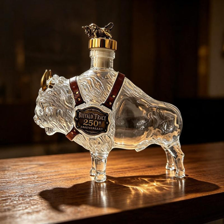 Bouteille de Whisky Bison en Verre Borosilicate Soufflé à la Main 350ML