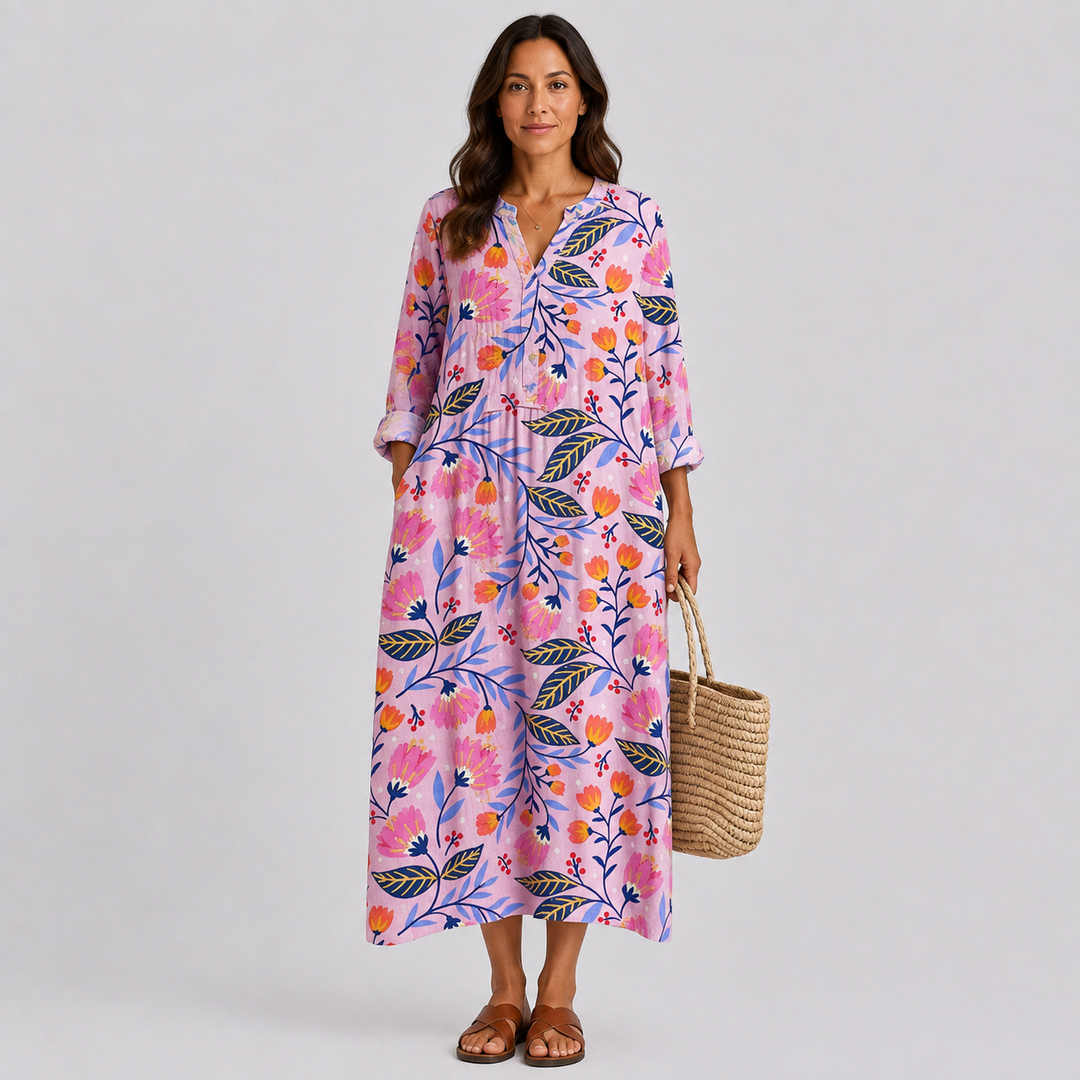 Robe d'Été Flatteuse avec Motif