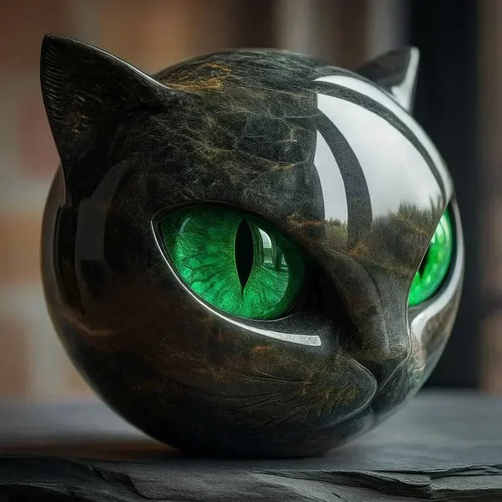 NyxCharm – Sculpture de Tête de Chat Noir Mystique