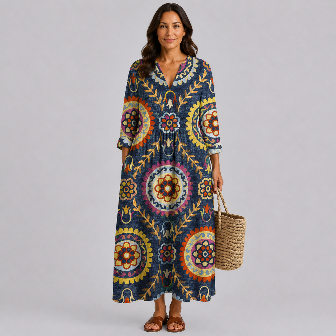Robe d'Été Flatteuse avec Motif