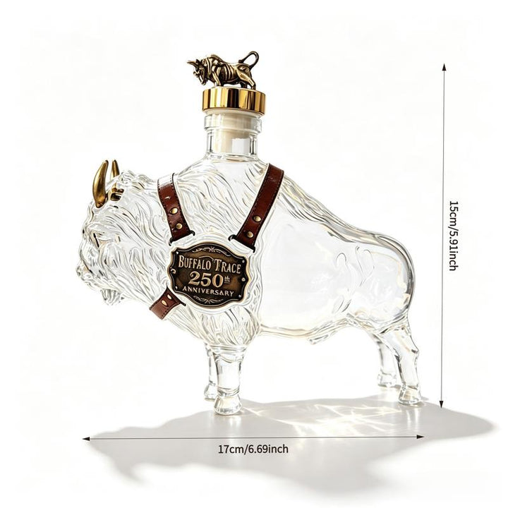 Bouteille de Whisky Bison en Verre Borosilicate Soufflé à la Main 350ML