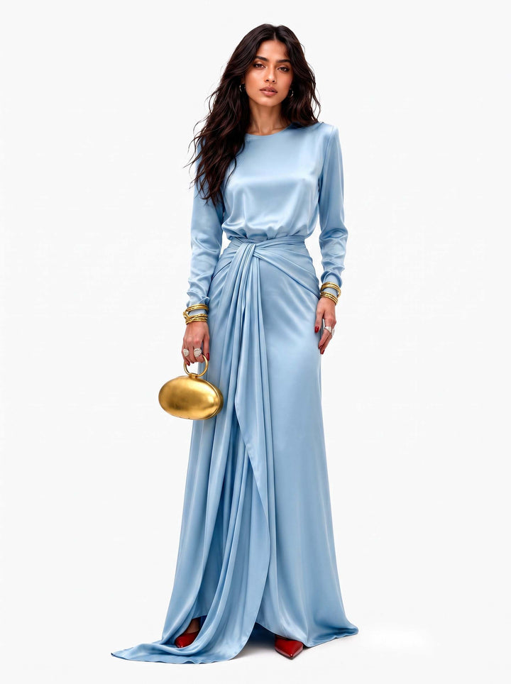 Robe Maxi Élégante en Satin Drapé