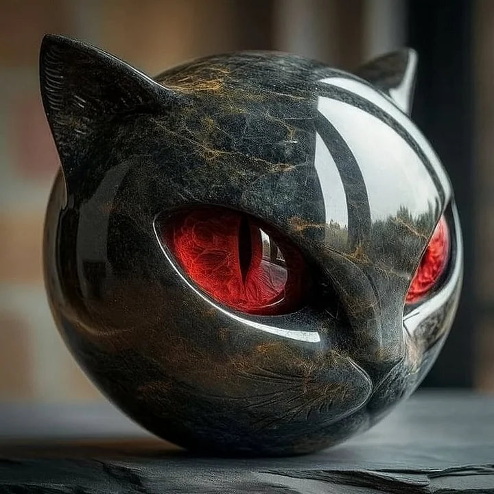 NyxCharm – Sculpture de Tête de Chat Noir Mystique
