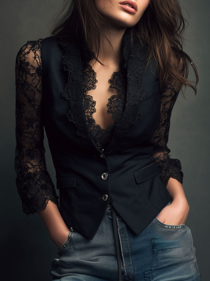 Paola | Veste avec Manches Semi-Transparentes