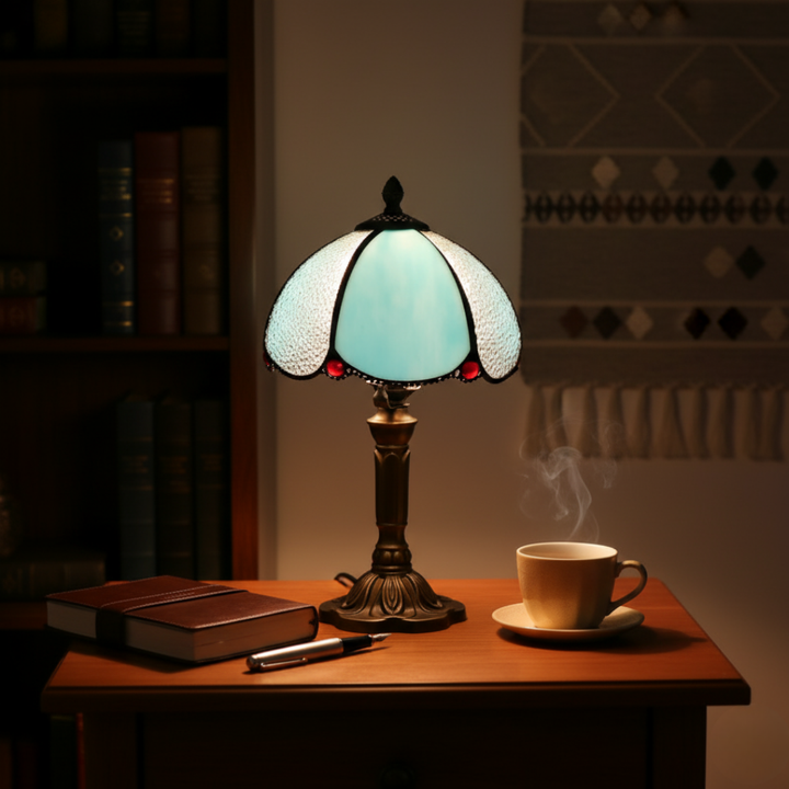AZURIA | LAMPE EN VERRE BLEU TIFFANY DE LUXE
