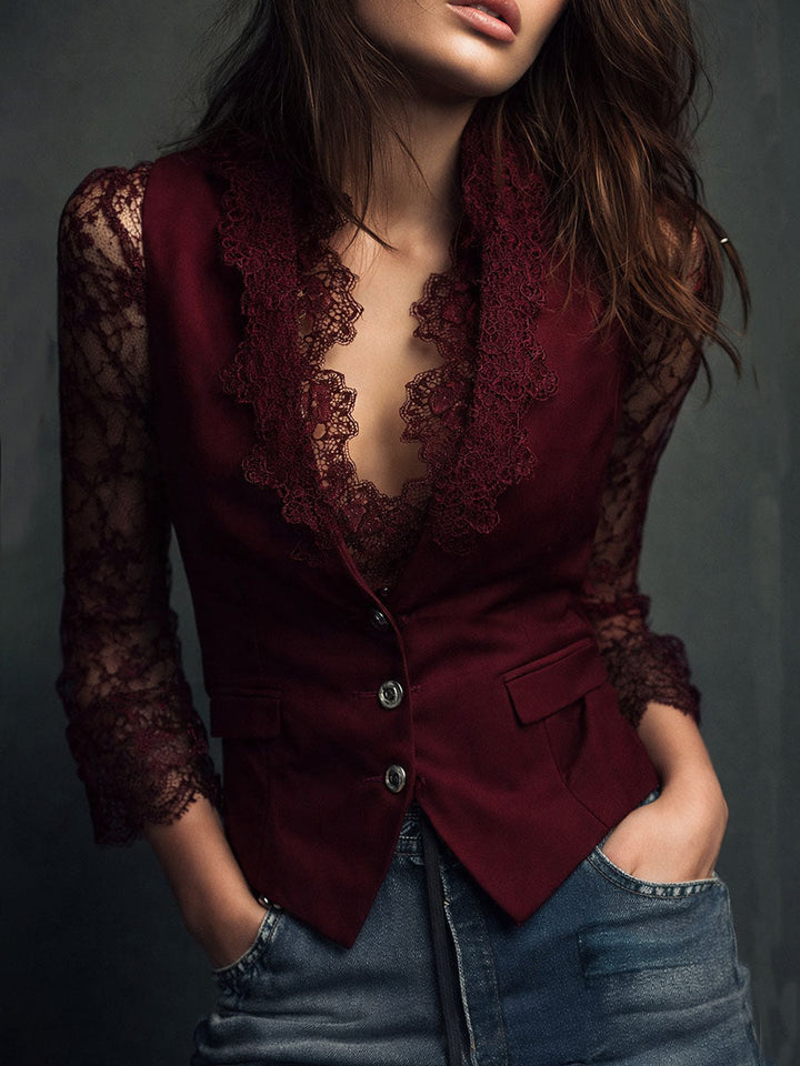 Giovanna | Veste Noire avec Manches Semi-Transparentes