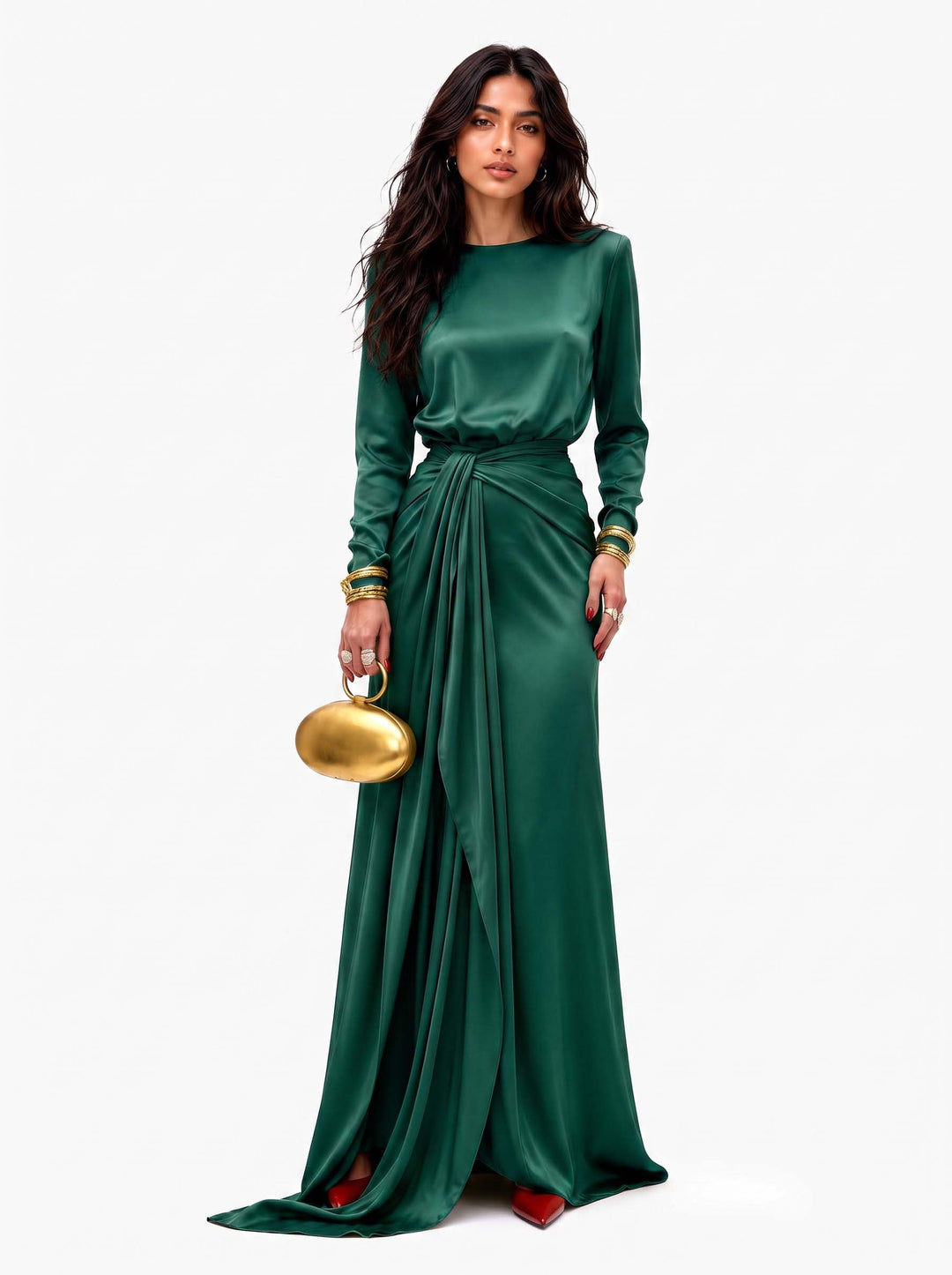 Robe Maxi Élégante en Satin Drapé