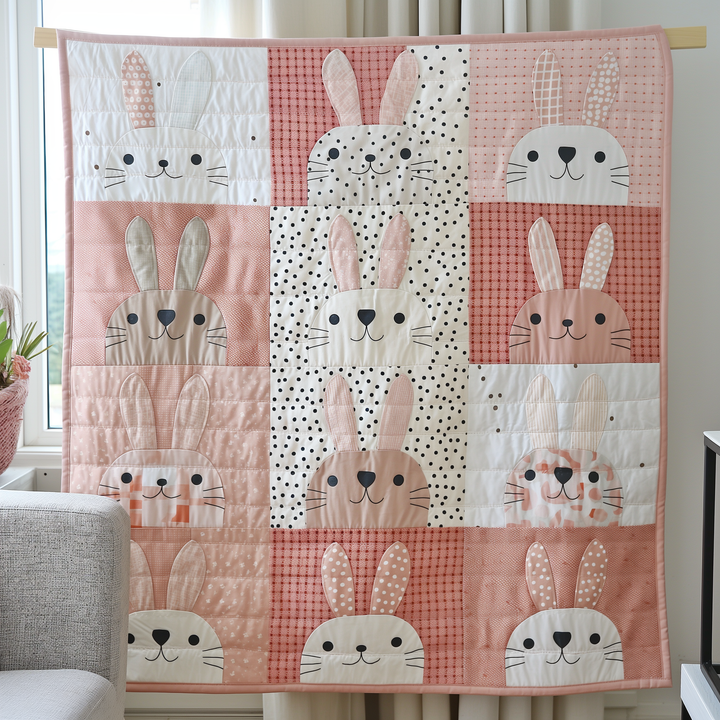 Couverture Adorable en Patchwork de Lapin