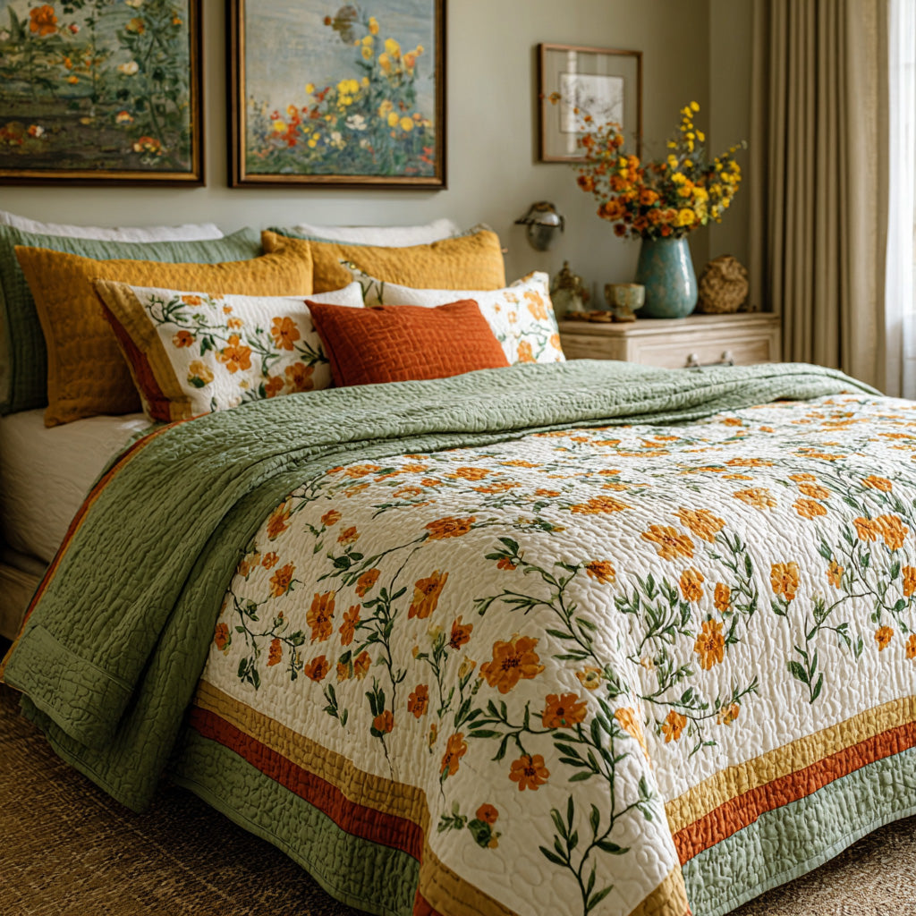 Couverture en Patchwork Jardin d'Ambre