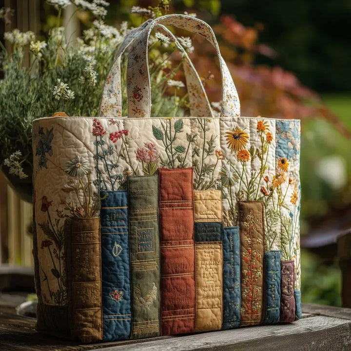 Sac fourre-tout matelassé Books and Blooms