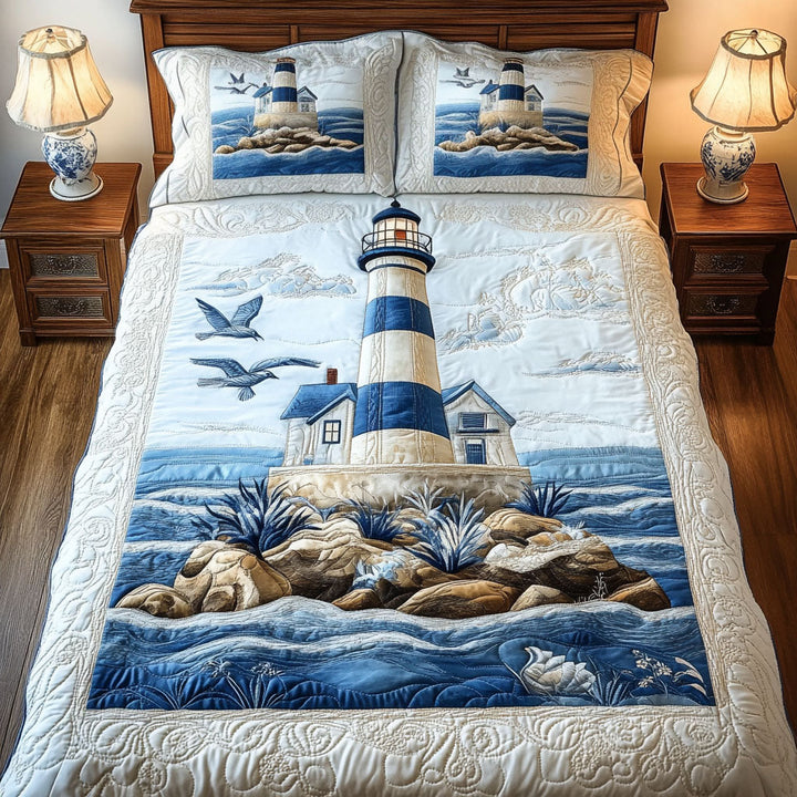 Ensemble de Literie 3 Pièces Phare Bleu