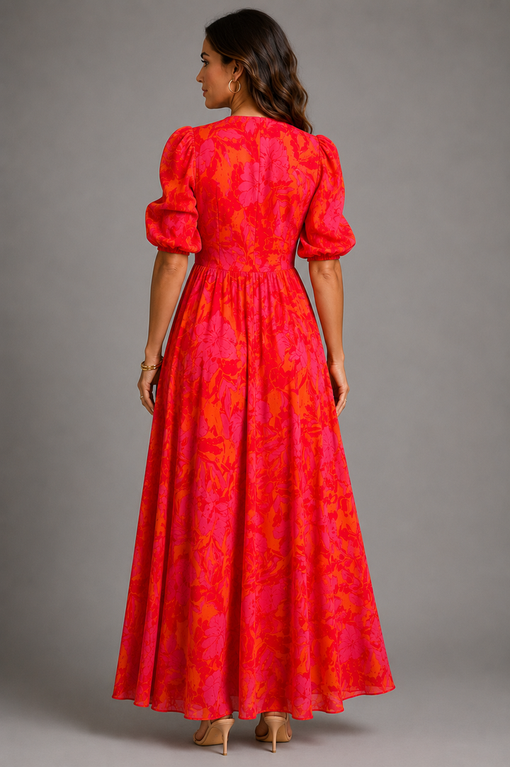 Olympe | Robe Fluide en Rose et Orange