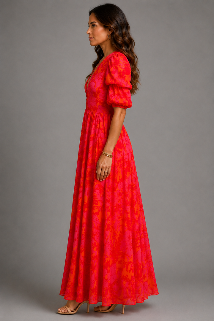 Olympe | Robe Fluide en Rose et Orange
