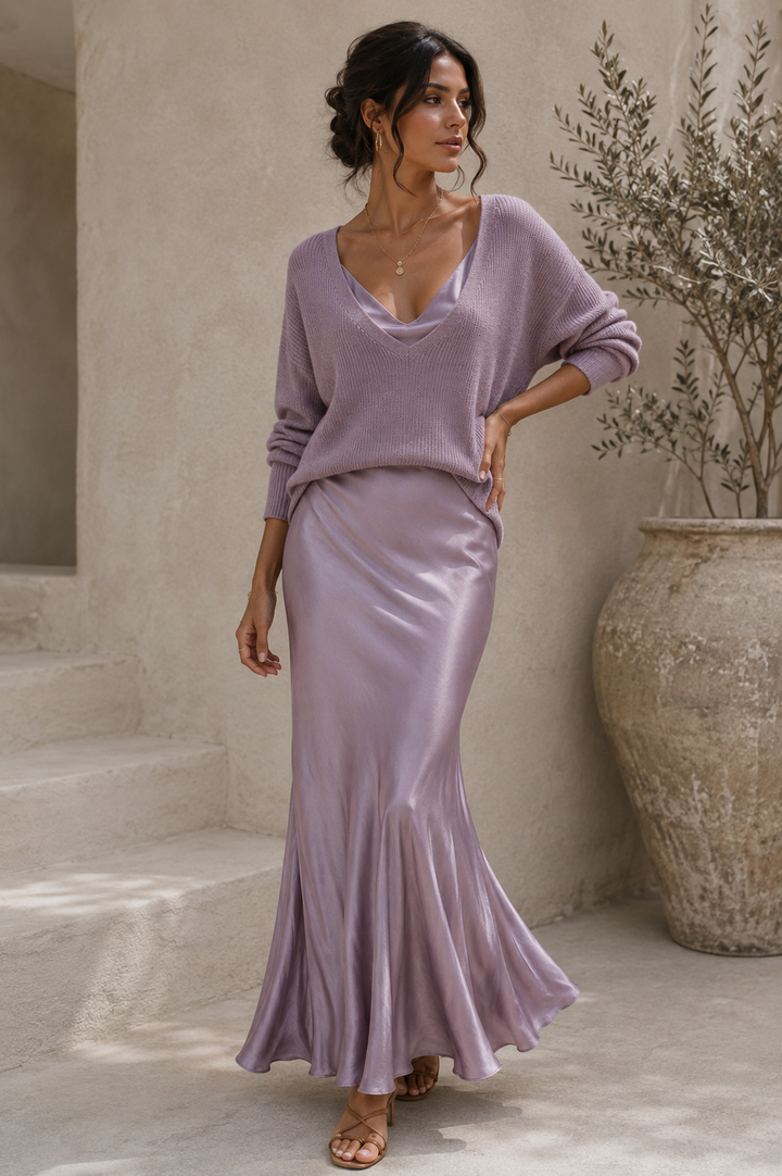 Alma | Robe en Satin Élégante avec Jersey