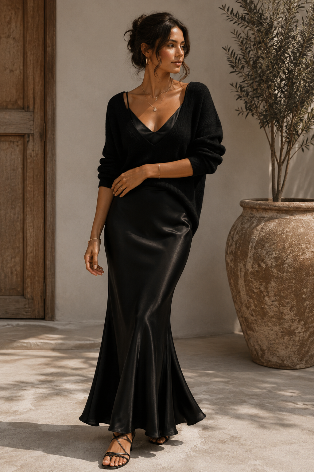 Alma | Robe en Satin Élégante avec Jersey