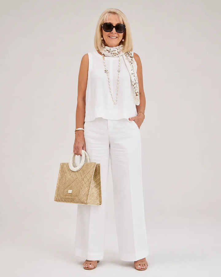 Trinidad™ | Ensemble Blanc Haut sans Manches et Pantalon Large