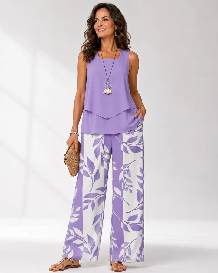 Justa™ | Blouse Lila et Pantalons Botaniques