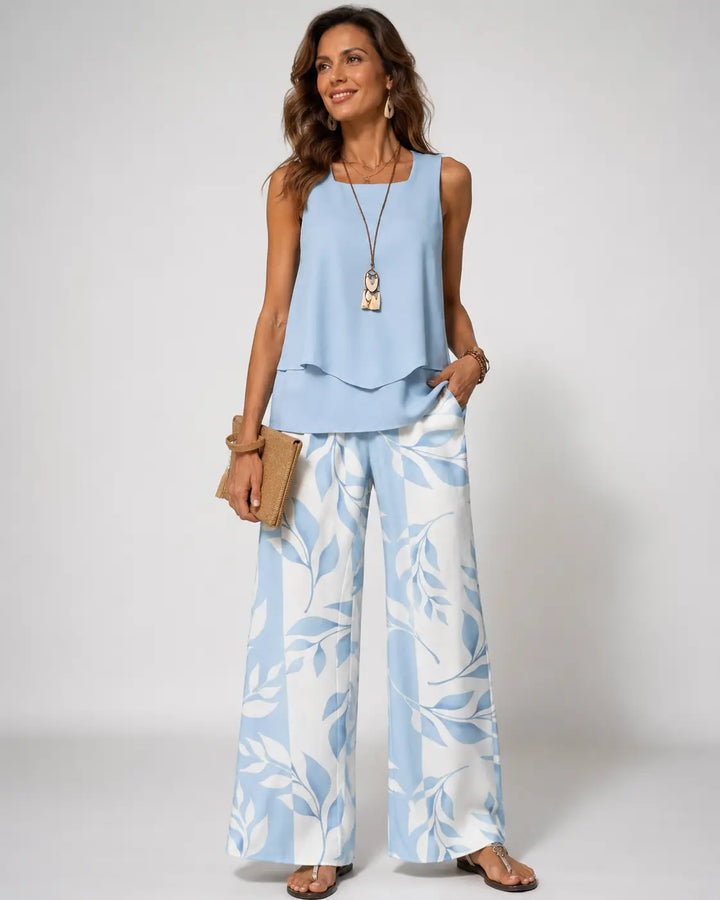 Olalla™ | Ensemble Haut et Pantalon Bleu Clair