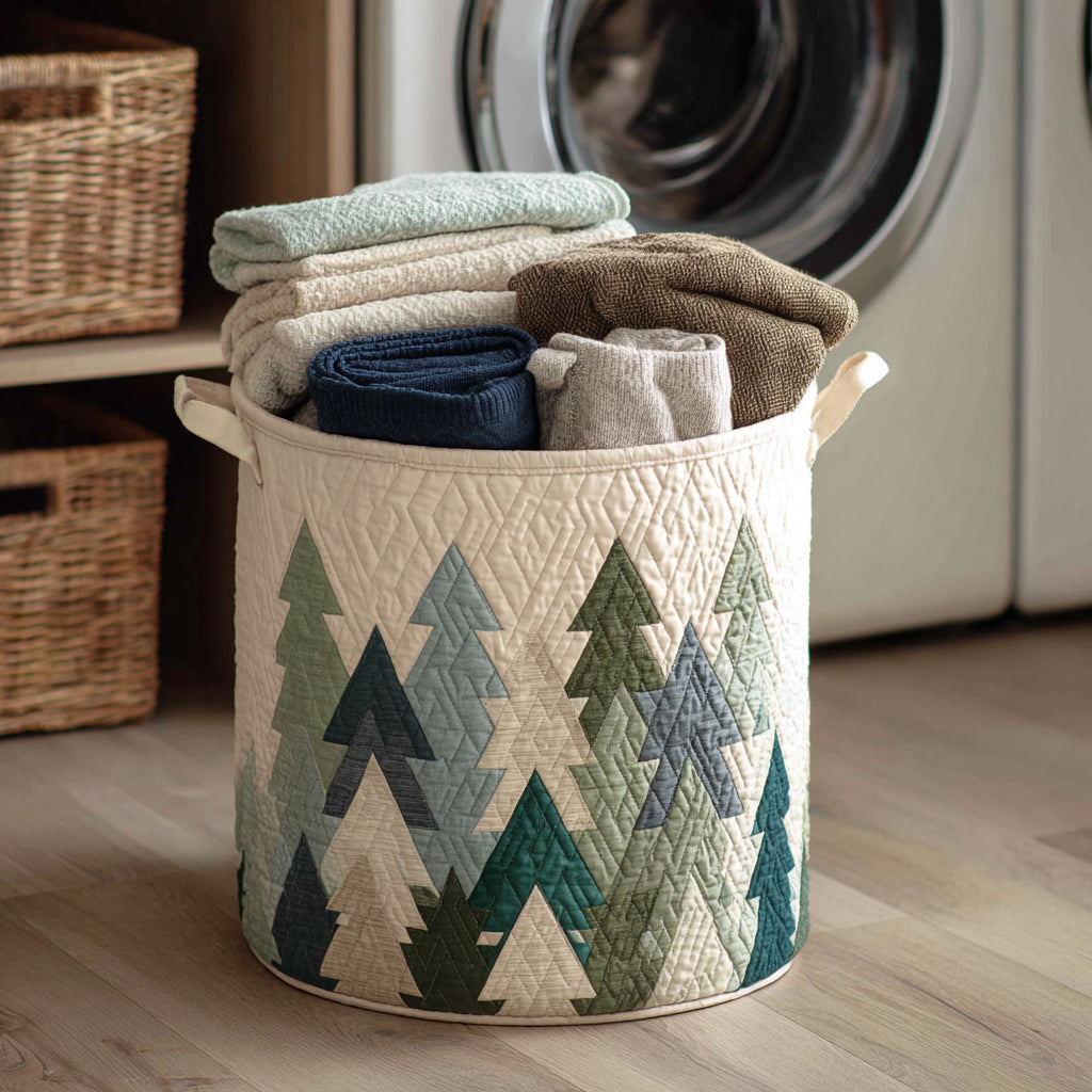 Panier à linge en forme d'arbre de Noël vert