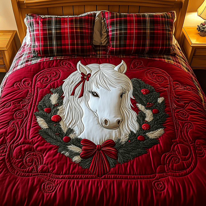 Ensemble de Literie Matelassé 3 Pièces Noël Poney