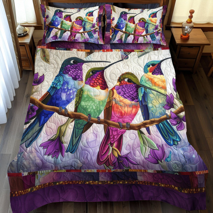 Ensemble de literie 3 pièces Oiseaux-mouches colorés