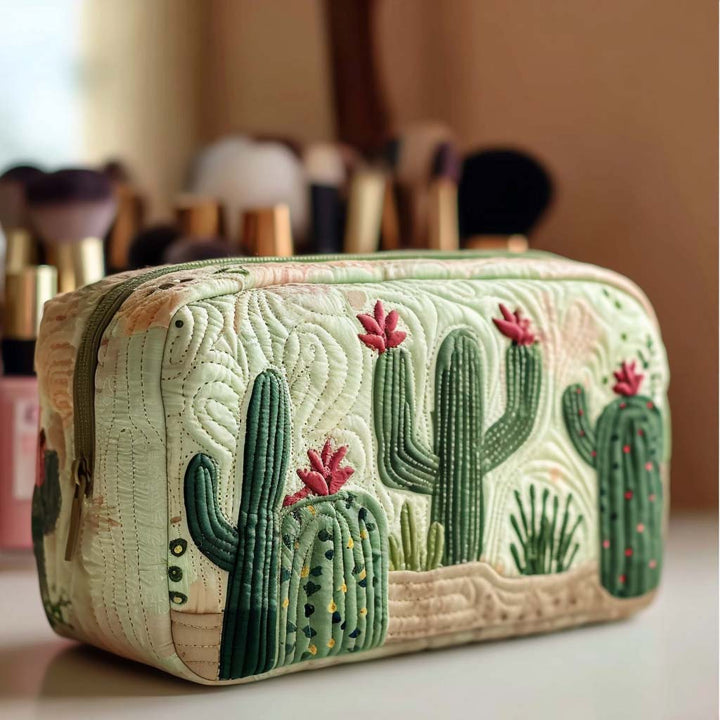 Trousse de Maquillage Matelassée Vert Désert