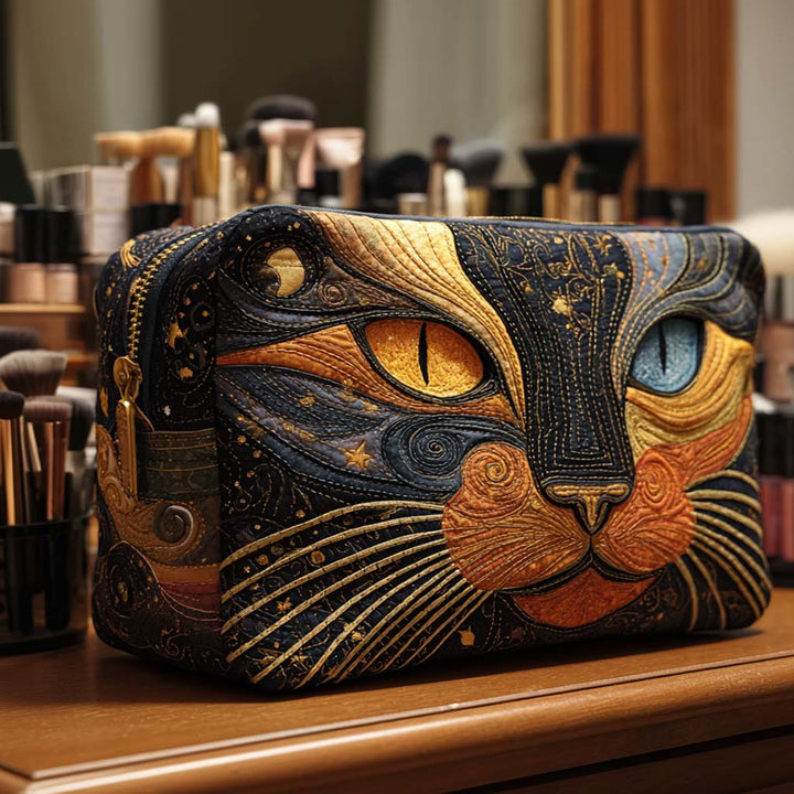 Trousse de Maquillage Élegante en Tissu Matelassé