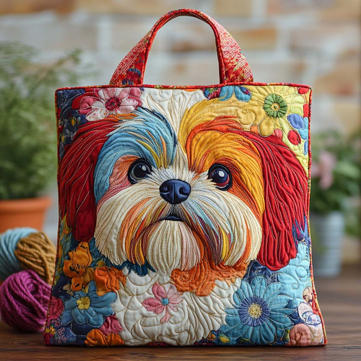 Sac fourre-tout floral Shih Tzu