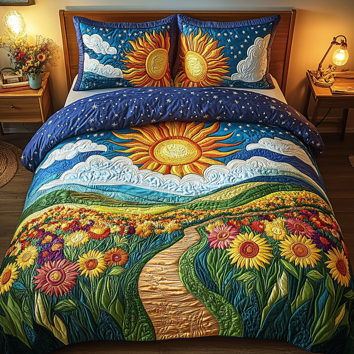 Ensemble de literie matelassé 3 pièces Floral Sunrise
