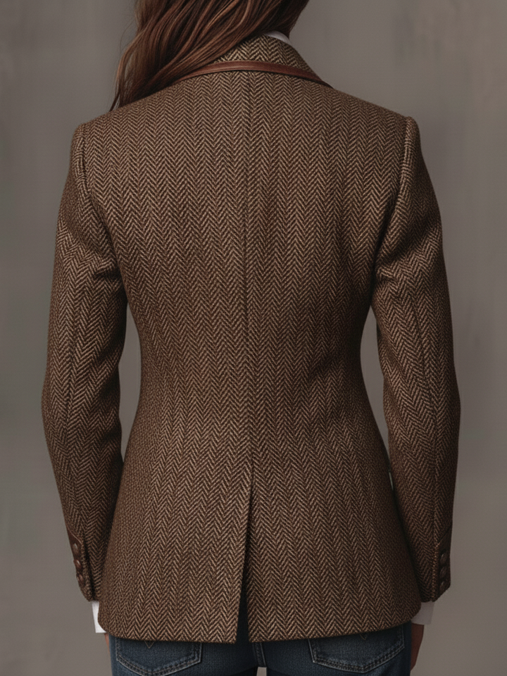 Blazer Femme en Houndstooth avec Panneaux Imprimés
