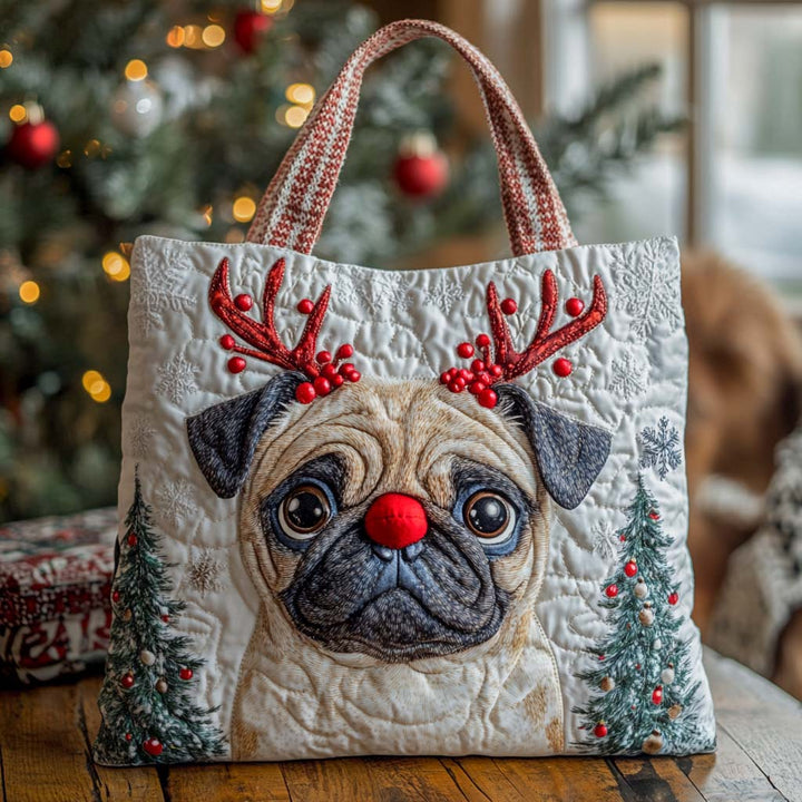 Sac fourre-tout Pug Renne de Noël