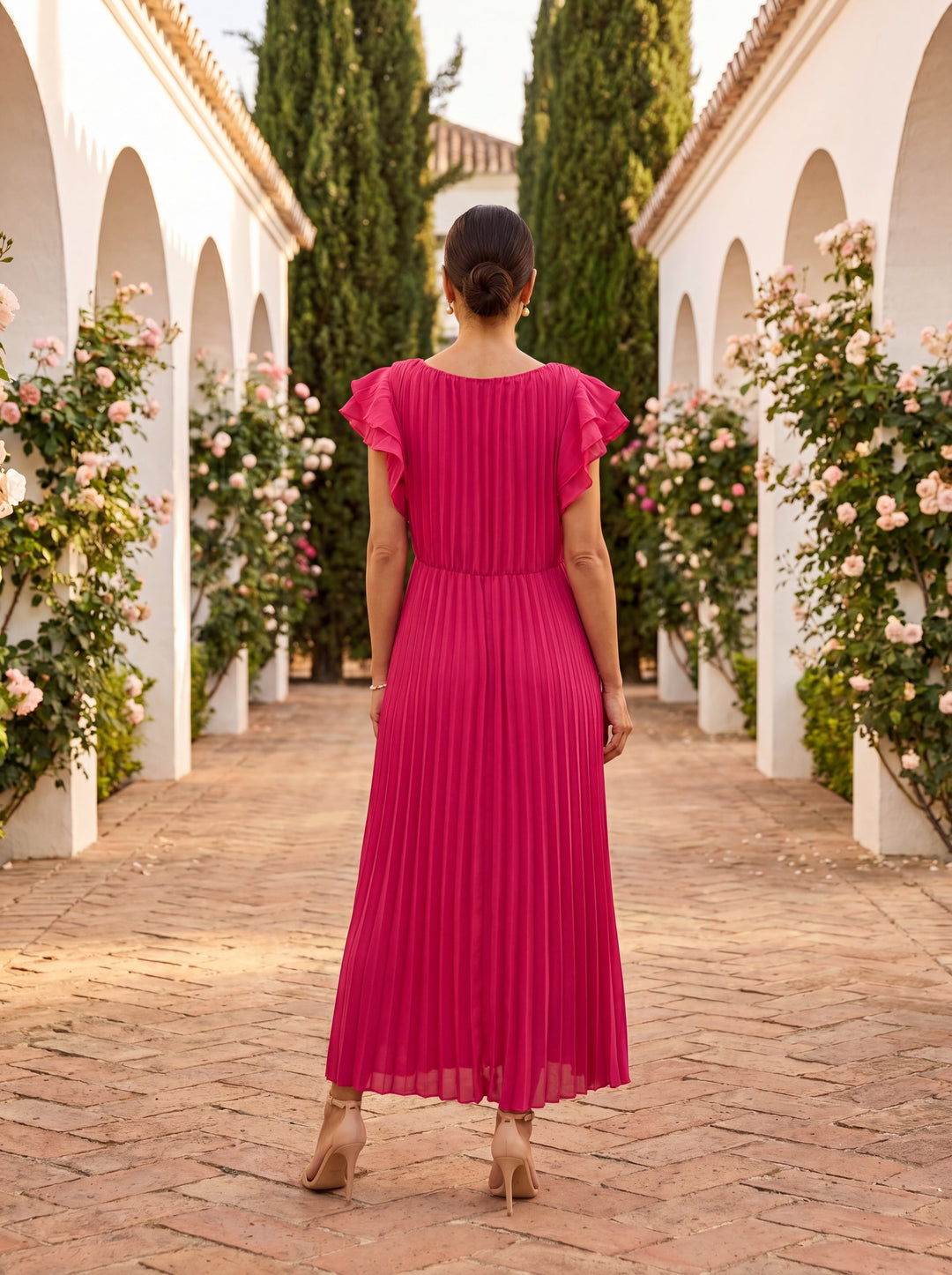 Seraphina | Robe Maxi Plissée Élégante avec Ceinture Nouée