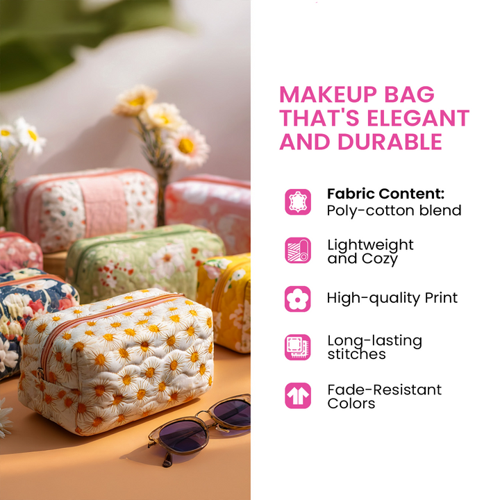 Trousse de maquillage matelassée ensoleillée