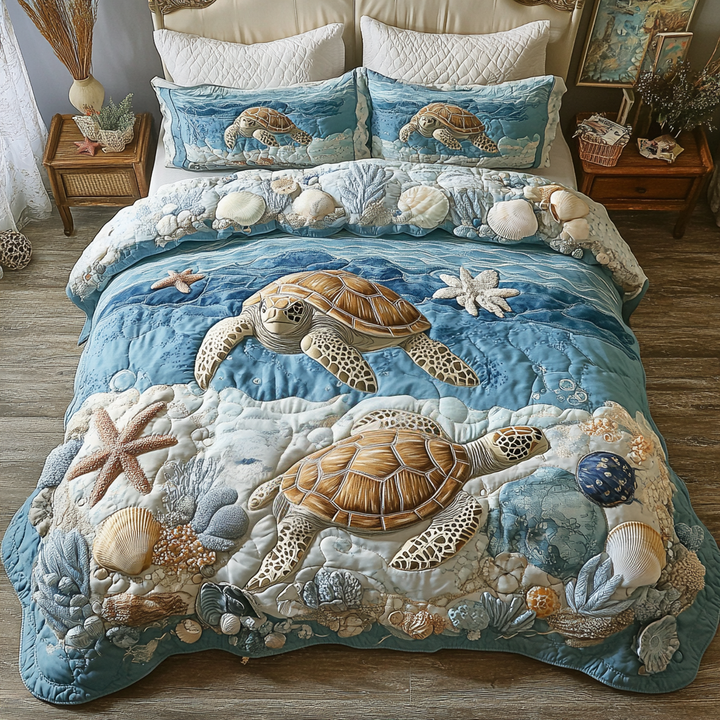 Ensemble de Literie Matelassé 3 Pièces Ocean Bliss