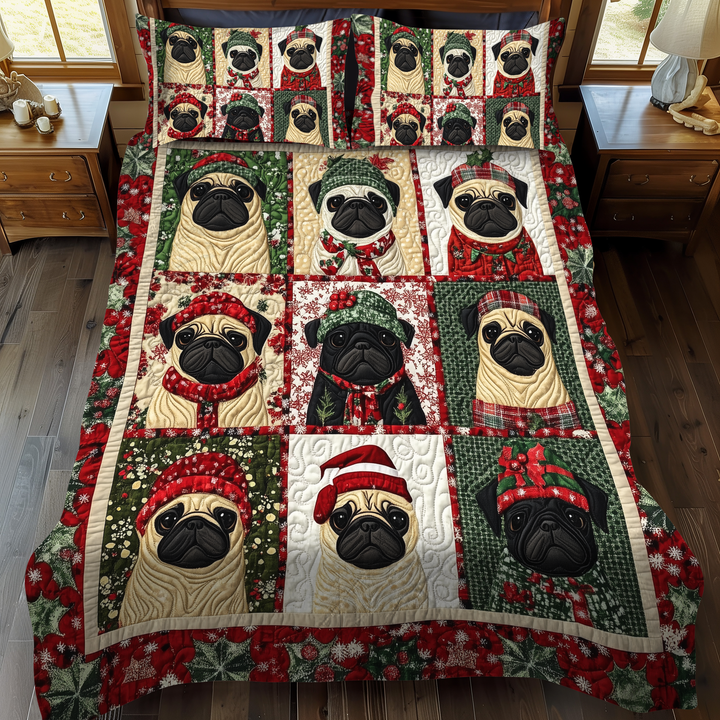 Ensemble de literie 3 pièces Pug Winter Wishes