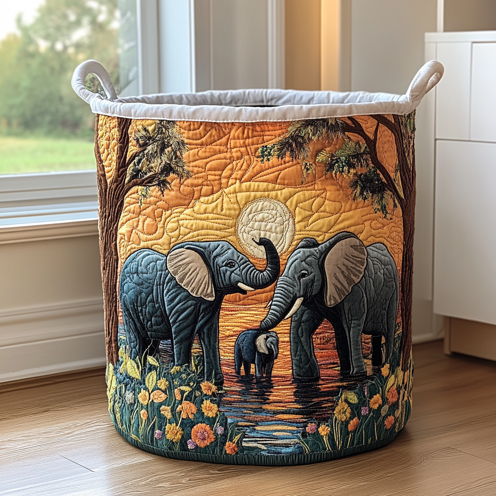 Panier à Linge Éléphant Rustique