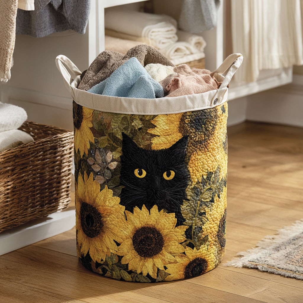 Panier à Linge Chat Noir Tournesol
