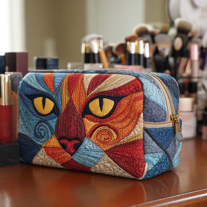 Trousse de Maquillage Matelassée Petite Chat
