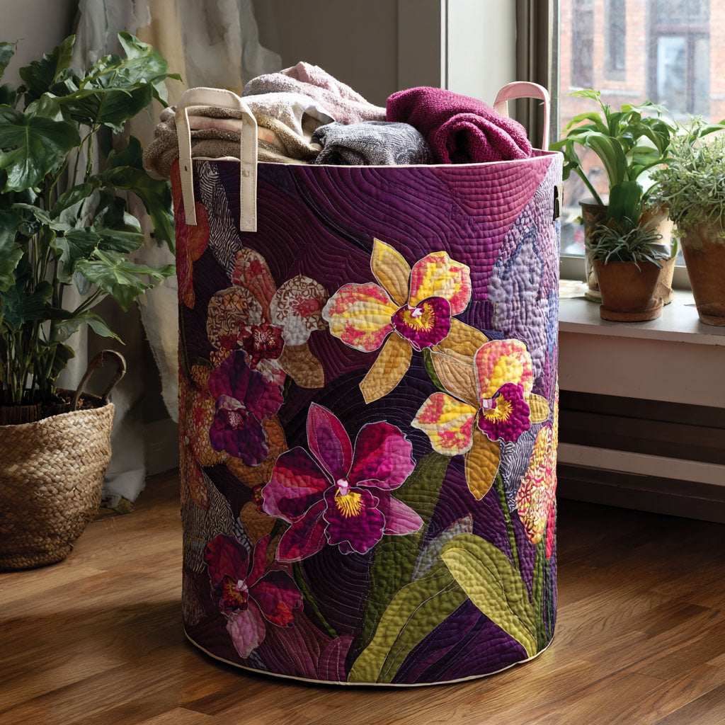 Panier à linge en velours tropical