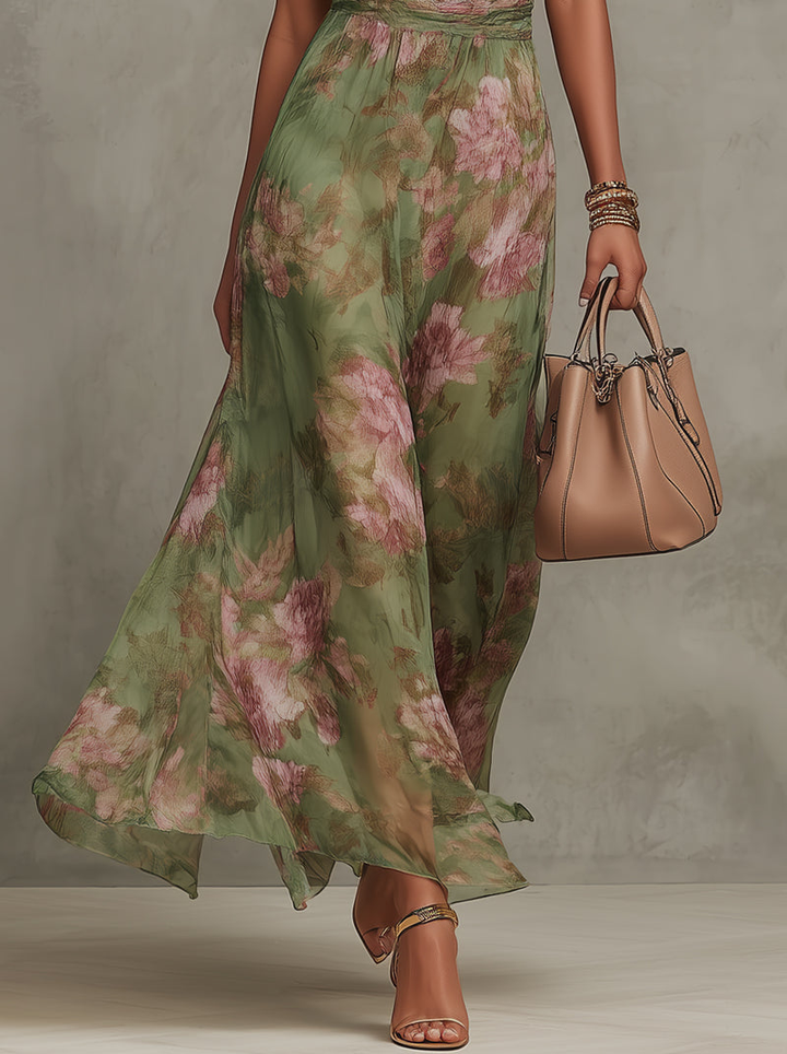 Lidia | Robe Maxi Halter Florale Élégante