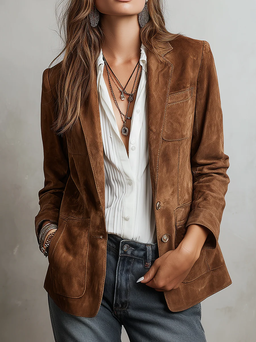 Blazer Vintage Femme Marron