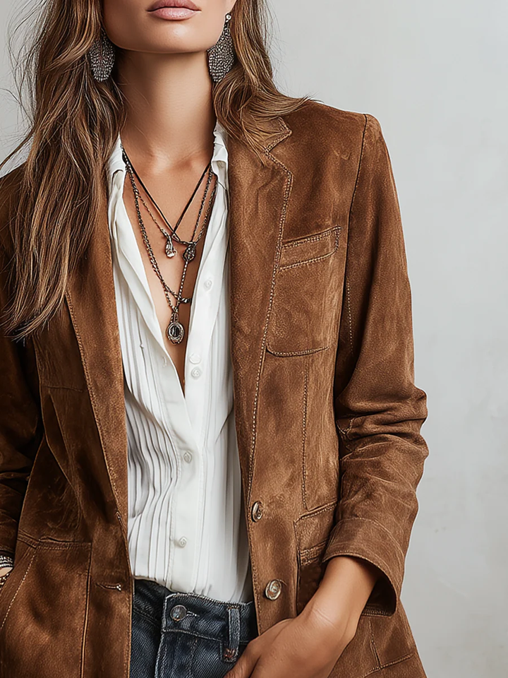 Blazer Vintage Femme Marron