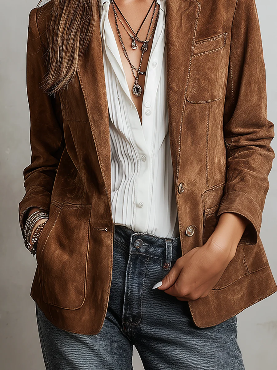 Blazer Vintage Femme Marron