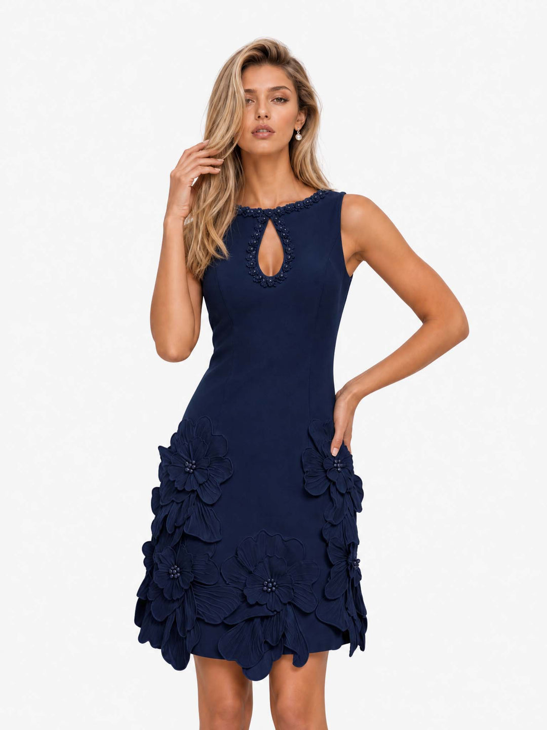 Robe Mini Élégante Sans Manches avec Découpe