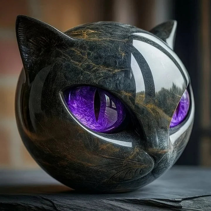 NyxCharm – Sculpture de Tête de Chat Noir Mystique