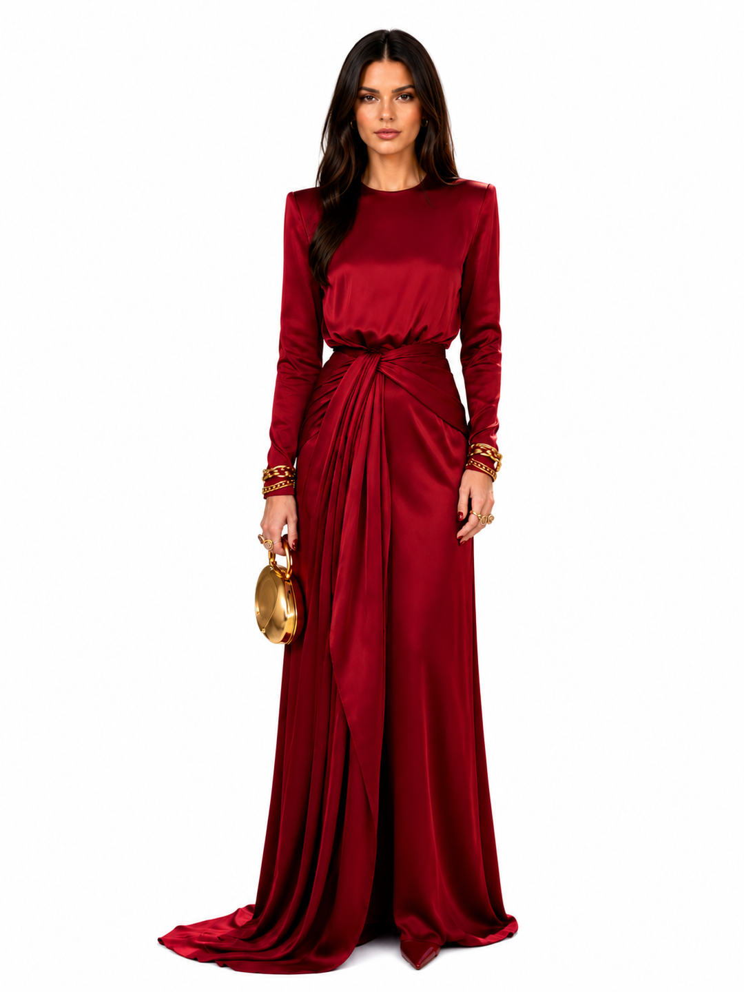 Robe Maxi Élégante en Satin Drapé
