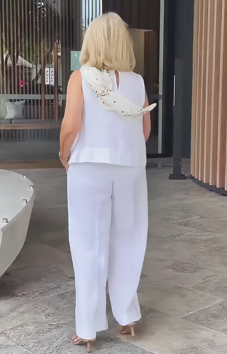 Trinidad™ | Ensemble Blanc Haut sans Manches et Pantalon Large